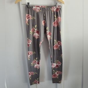3/25$ Urban Kids gray florals Pull On Activewear leggins, size L
